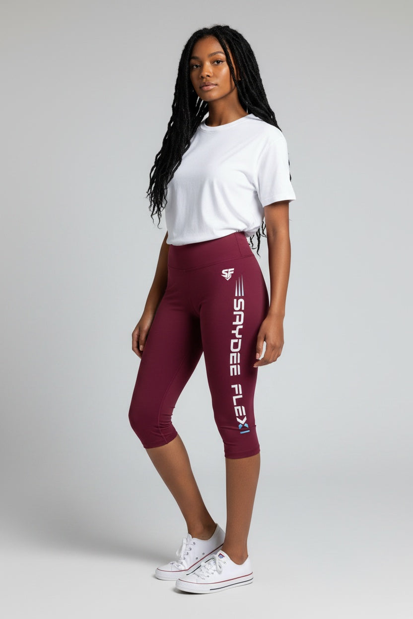 Performance Capri Leggings - Burgundy