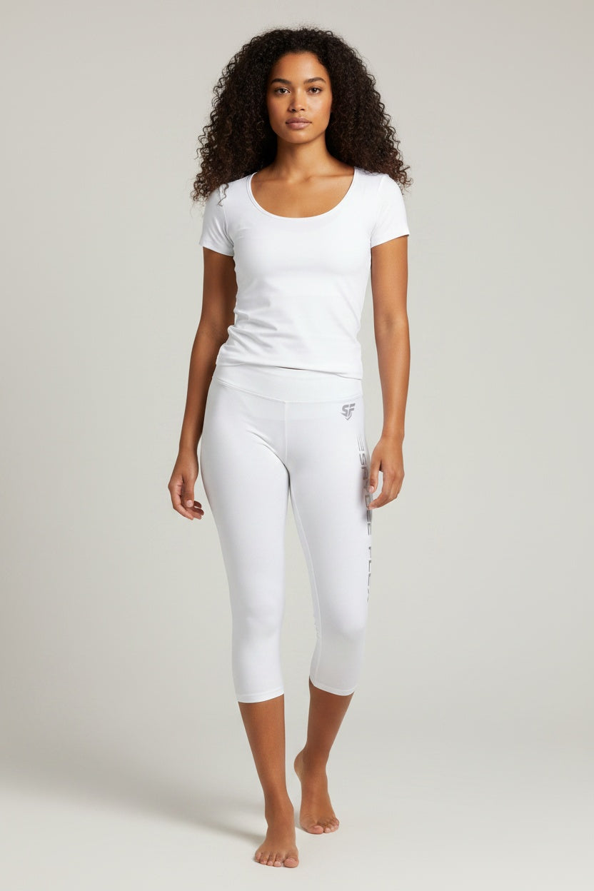 Saydee Flex Performance Capri Leggings - Sky White