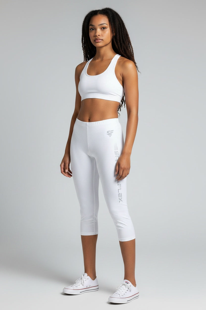 Saydee Flex Performance Capri Leggings - Sky White