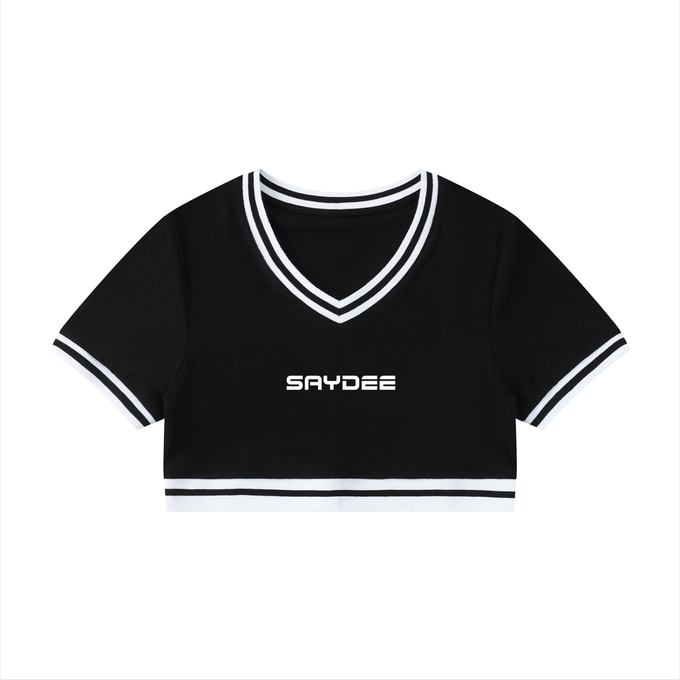 Women's Color Block V-Neck Crop T-Shirt