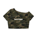 Women's Camo Off-Shoulder Crop T-Shirt