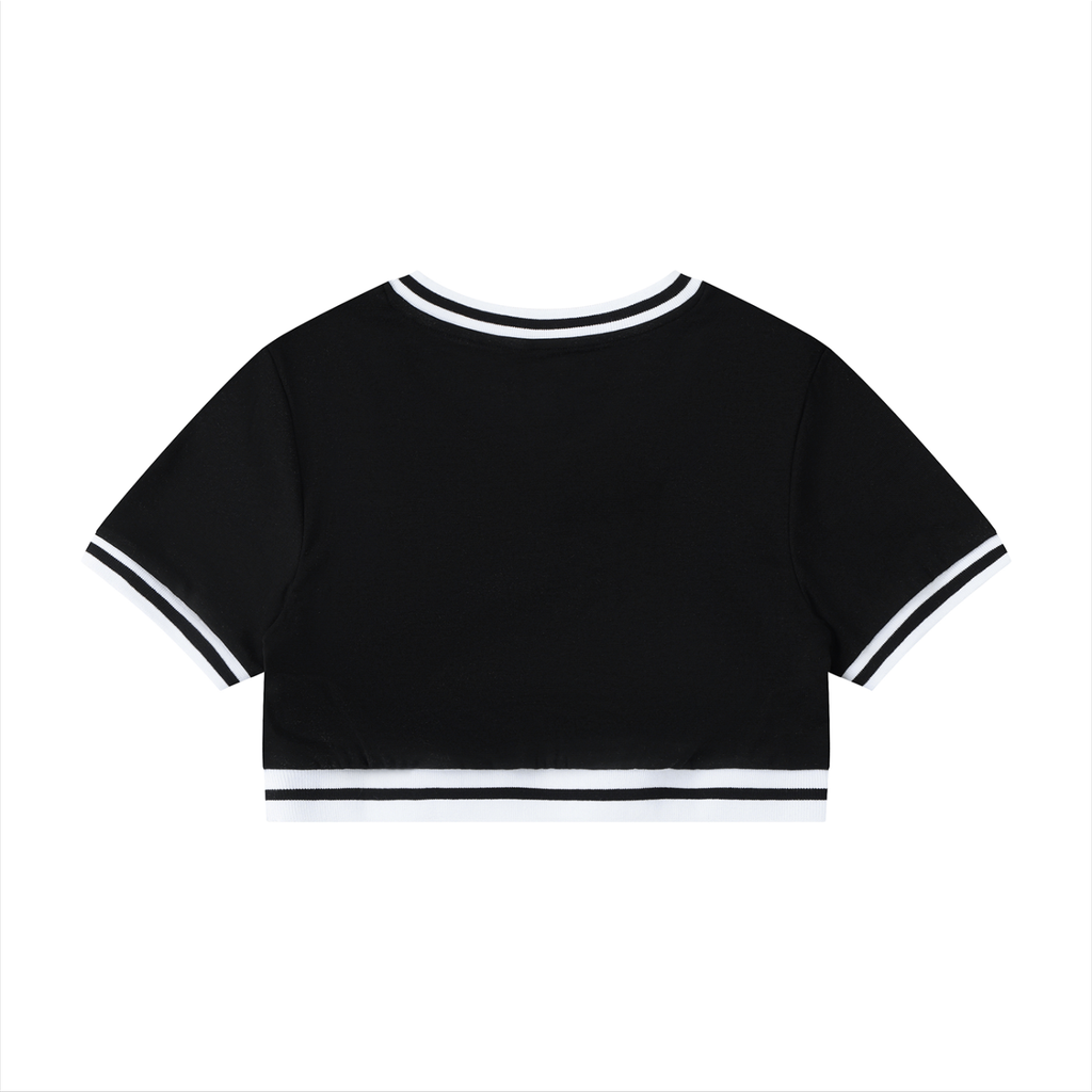 Women's Color Block V-Neck Crop T-Shirt