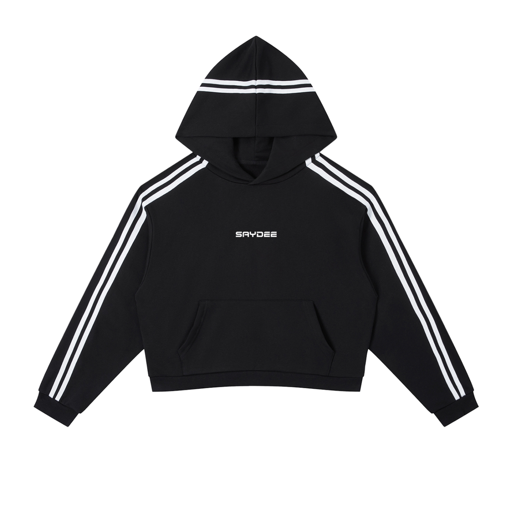 Contrast Side Stripe Cropped Hoodie