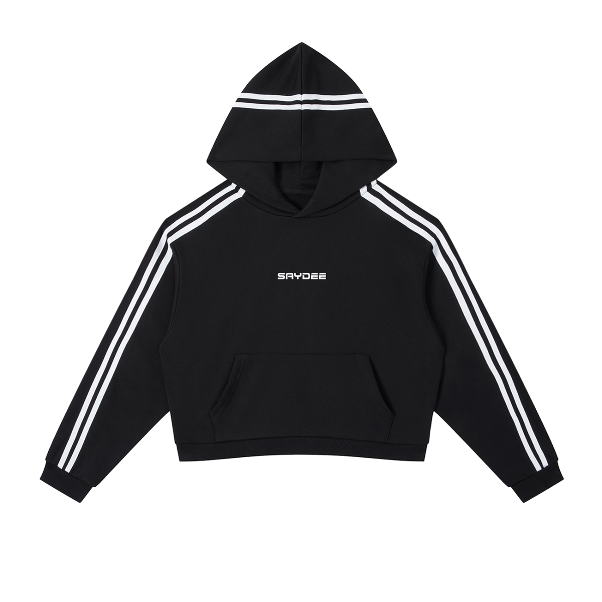 Contrast Side Stripe Cropped Hoodie